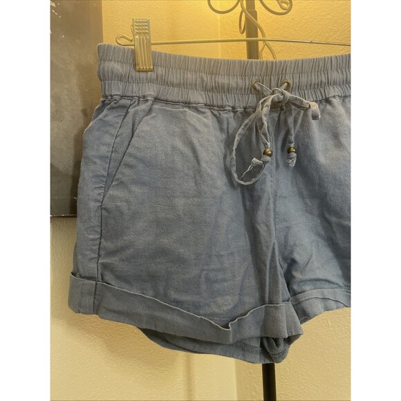 Love Tree Womens Shorts Blue Stretchy Waist Pull Strings Size Medium - Picture 2 of 6